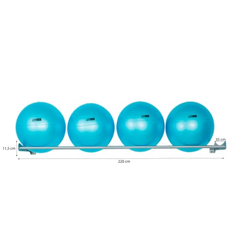 Soporte de pared para Fitness Ball. largo 200cm