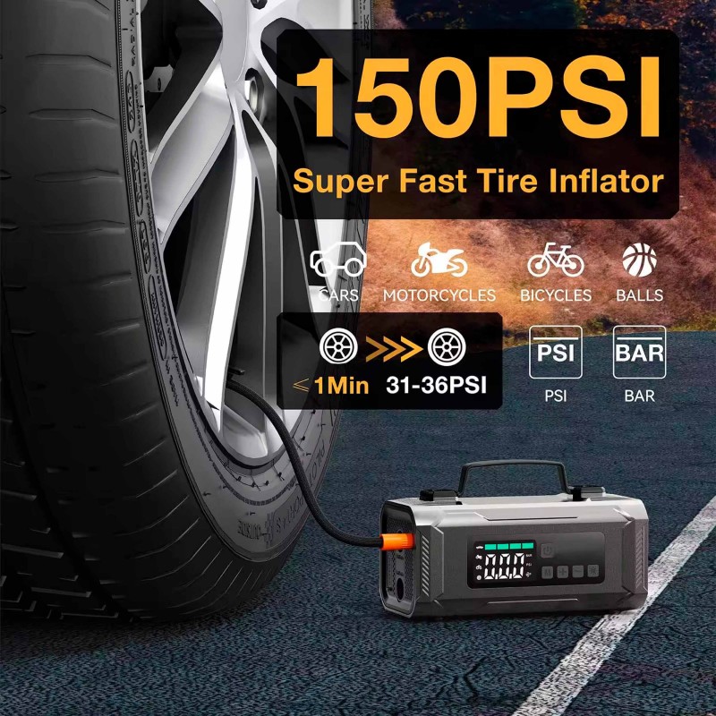 Portable Compressor with Multifunctional Battery 6 in 1